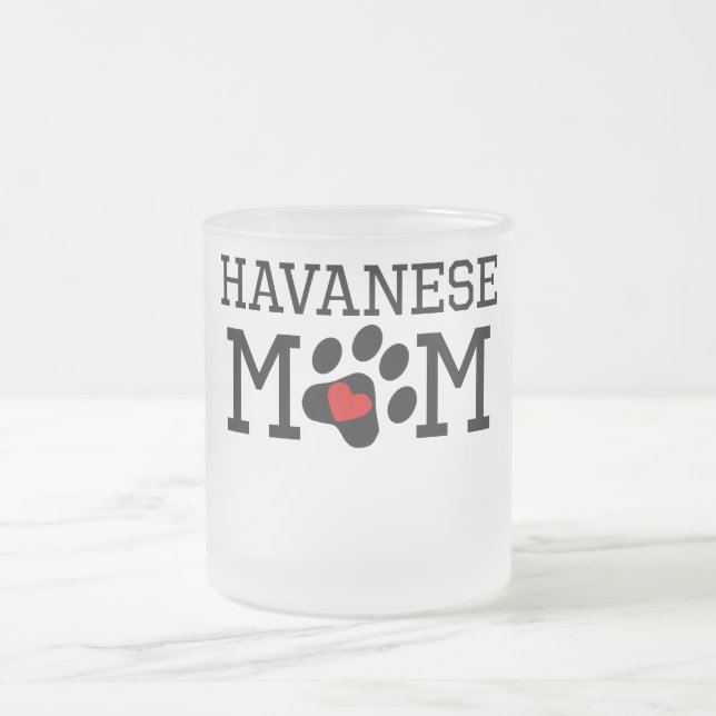 Caneca De Café Vidro Jateado Mamã de Havanese (Centro)