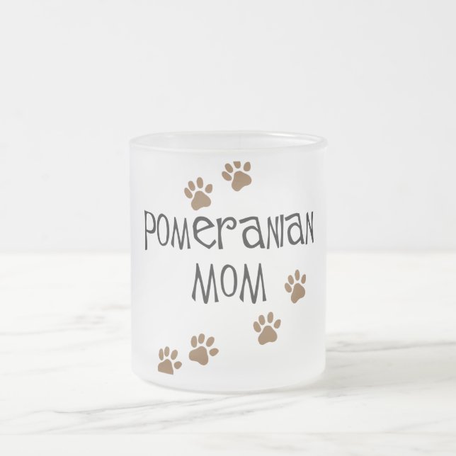 Caneca De Café Vidro Jateado Mamã de Pomeranian (Centro)