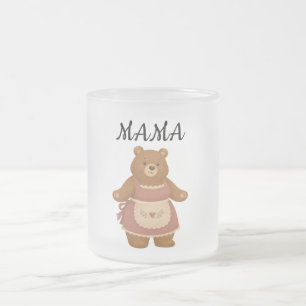 Caneca De Café Vidro Jateado Mama Urso & Filhote Design Minimalista Fofo para C