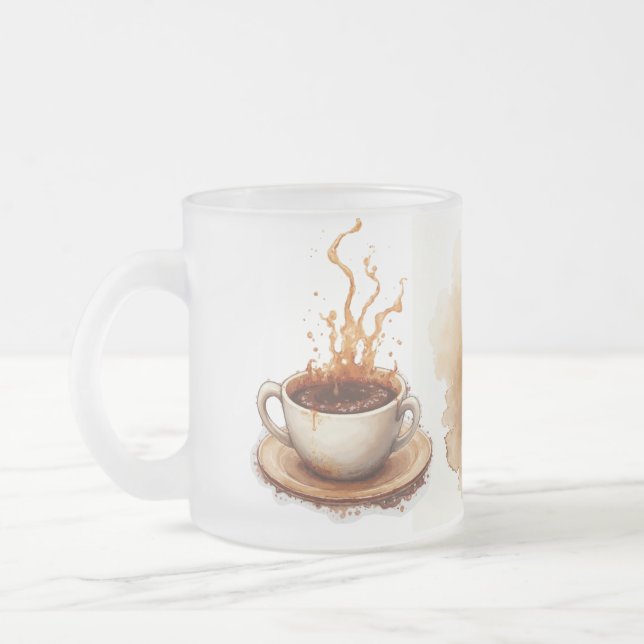 Caneca De Café Vidro Jateado Manchado com café (Esquerda)