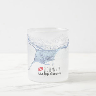 Caneca De Café Vidro Jateado Manta ray silhueta impressa Mug