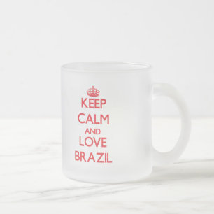 Caneca De Café Vidro Jateado Mantenha a calma e ame Brasil
