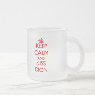 Caneca De Café Vidro Jateado Mantenha calmo e beijo Dion