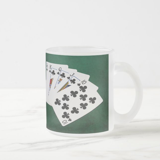 Caneca De Café Vidro Jateado Mãos-Poker - Royal Flush - Acessórios para Pistas (Direita)
