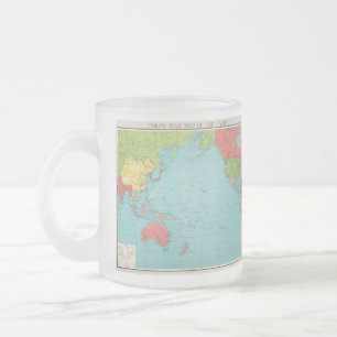 Caneca De Café Vidro Jateado Mapa da Guerra da Philips do Pacífico, cozinha de