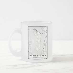 Caneca De Café Vidro Jateado Mapa da Ilha Mercer