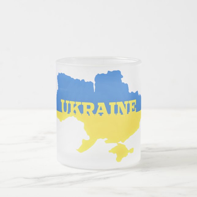 Caneca De Café Vidro Jateado Mapa das Bandeiras da Ucrânia - Liberdade  (Centro)