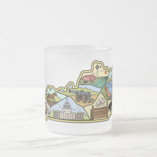 Caneca De Café Vidro Jateado Mapa de Vintage Louisville Lexington Kentucky