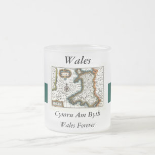 Caneca De Café Vidro Jateado Mapa e/ou bandeira de Wales