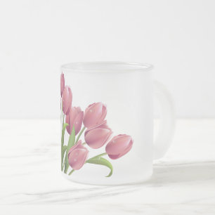 Caneca De Café Vidro Jateado Marca de Flor da Tulip