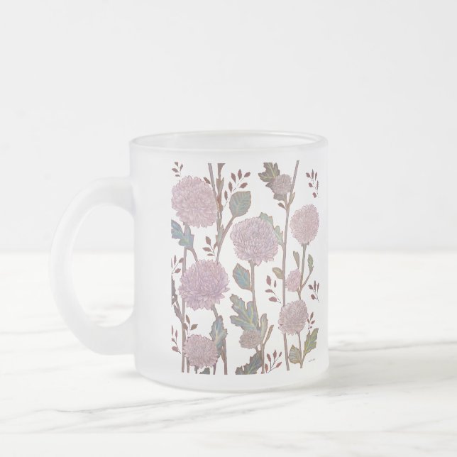 Caneca De Café Vidro Jateado Marigold Flower Pattern Glass Mug (Esquerda)