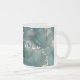Caneca De Café Vidro Jateado Mármore de Luxo Personalizado com Nome Customizado