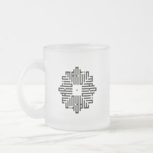 Caneca De Café Vidro Jateado MARTIN Preto Caligrafia Kufi Geométrica Modern