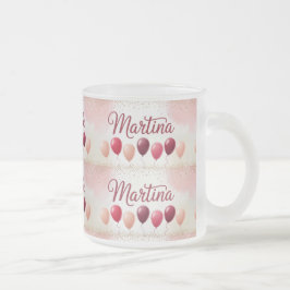 Caneca De Café Vidro Jateado Martina Name Balloons Frosty Mug