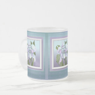 Caneca De Café Vidro Jateado Mata de café de vidro fosco de flor escmeraldo