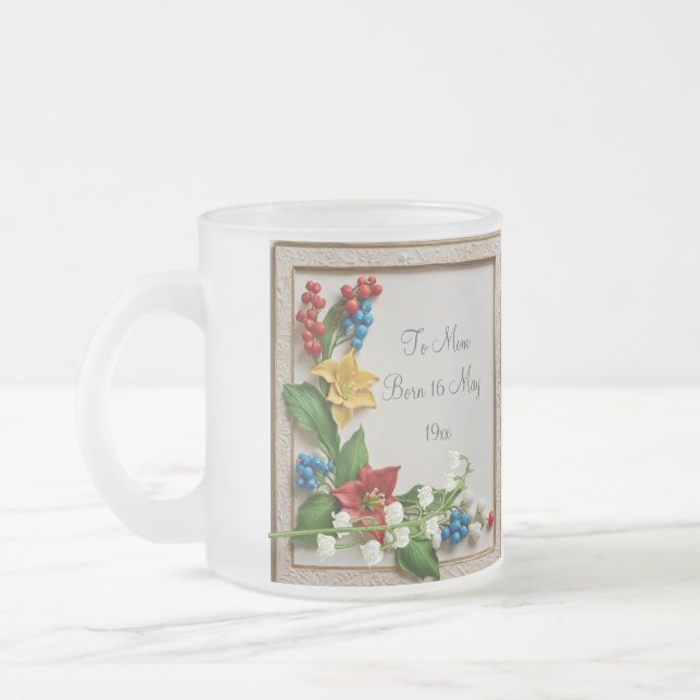 Caneca De Café Vidro Jateado May Blossoms Hawthorn e Lily of the Valley (Esquerda)