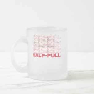Caneca De Café Vidro Jateado Meio Vazio ou Meio Cheio Otimista Pessimista