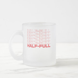 Caneca De Café Vidro Jateado Meio Vazio ou Meio Cheio Otimista Pessimista