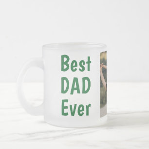 Caneca De Café Vidro Jateado Melhor pai do mundo moderno foto verde Dia dos Pai