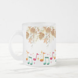Caneca De Café Vidro Jateado Melodia da Natureza: Notas Musicais com Folhas Cas
