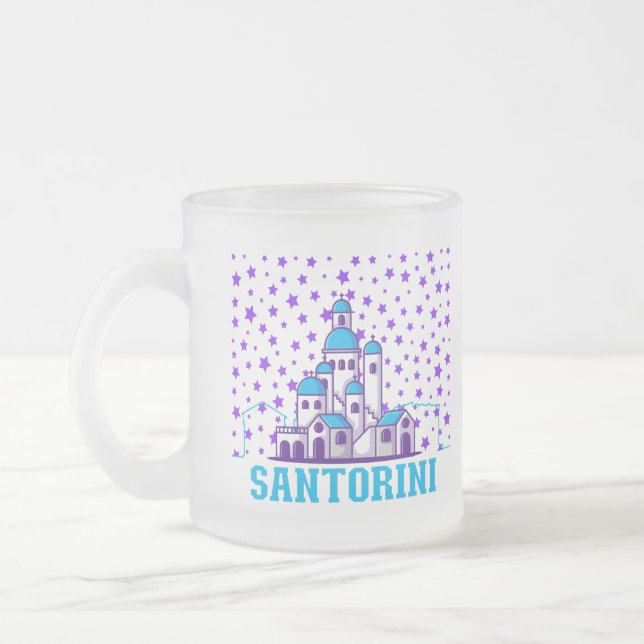 Caneca De Café Vidro Jateado Memória Santorini.b (Esquerda)