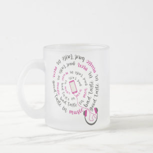 Caneca De Café Vidro Jateado Menina cita Bom gosto na música, mau gosto nos hom