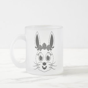Caneca De Café Vidro Jateado Menina de Rosto de Coelho-32885