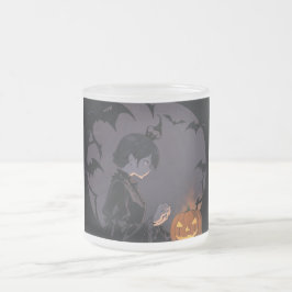 Caneca De Café Vidro Jateado menina do halloween