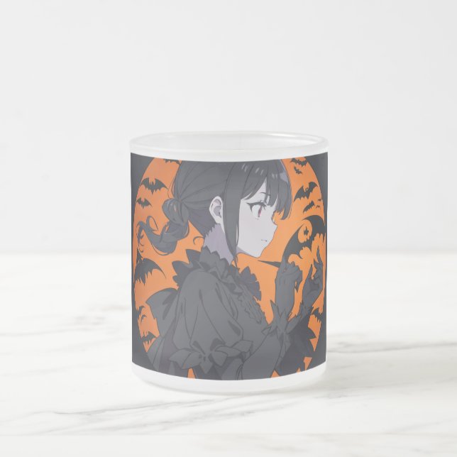 Caneca De Café Vidro Jateado menina do halloween (Centro)