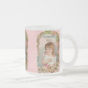 Caneca De Café Vidro Jateado Menina doce do vintage