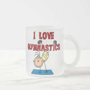 Caneca De Café Vidro Jateado Menina Eu Amo Ginástica