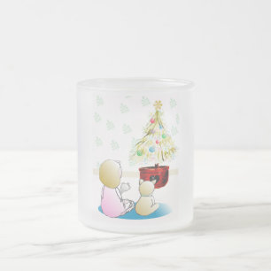 Caneca De Café Vidro Jateado Menina na véspera de Natal