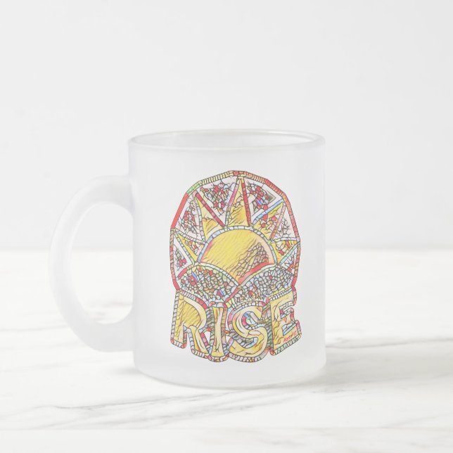 Caneca De Café Vidro Jateado Mensagem de Uplifing do Sol de Vidro Estreitado (Esquerda)