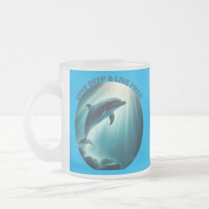 Caneca De Café Vidro Jateado Mergulhe Dolphin Livre Ao Vivo
