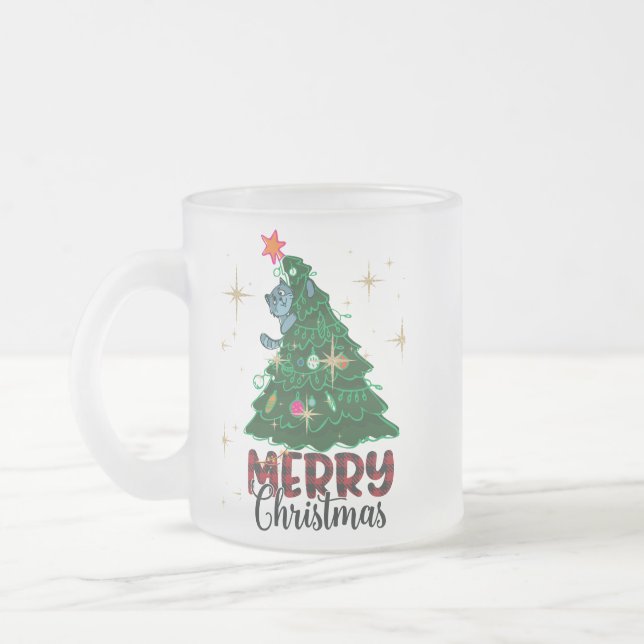 Caneca De Café Vidro Jateado Merry Christmas Mug (Esquerda)
