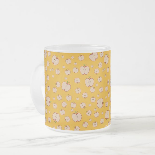 Caneca De Café Vidro Jateado Metades da Maçã (Frente Esquerda)