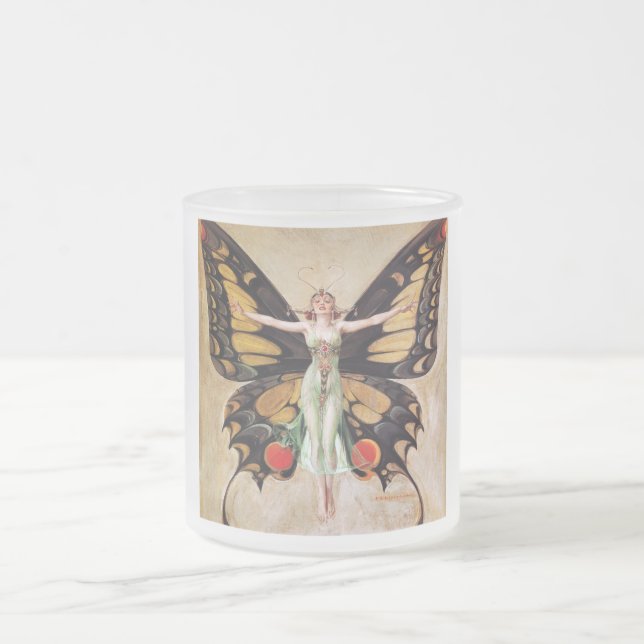 Caneca De Café Vidro Jateado Metamorfose da Flapper para a Borboleta 1922 (Centro)