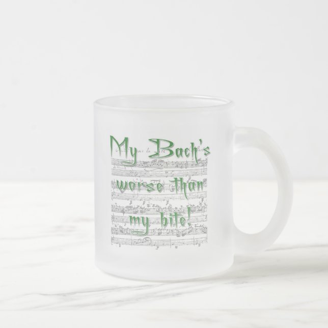 Caneca De Café Vidro Jateado Meu Bach é pior que minha mordida (Direita)