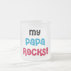 Caneca De Café Vidro Jateado Meu Papa Rocks Camisetas e presentes