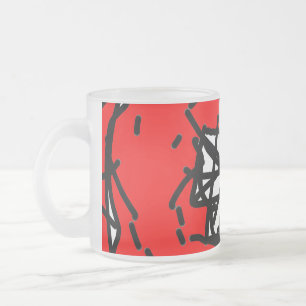 Caneca De Café Vidro Jateado Minimalist Abstract Circular Expressionism in Red