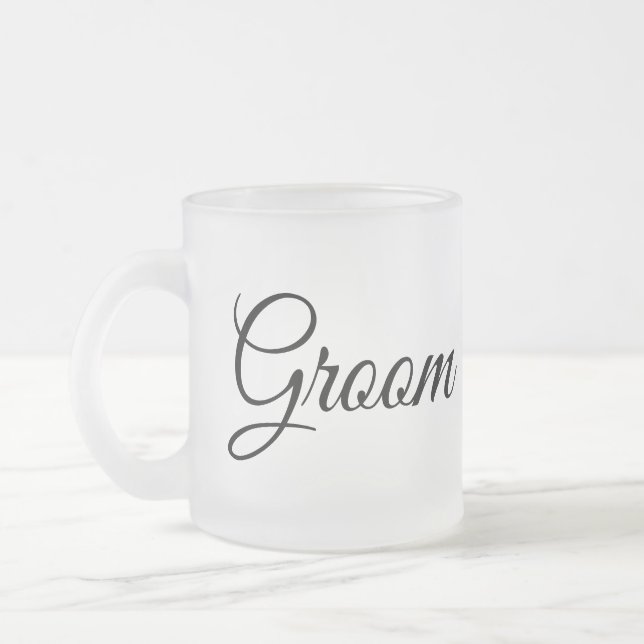 Caneca De Café Vidro Jateado Minimalist Groom Frosted Glass Mug (Esquerda)