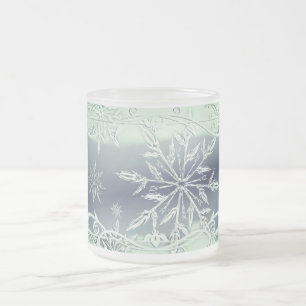 Caneca De Café Vidro Jateado Mint green snowflake fosco mug