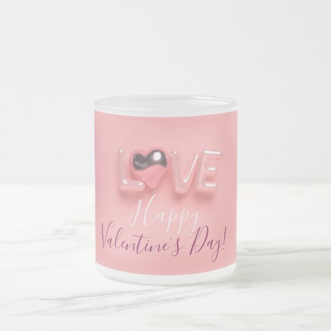 CANECA DE CAFÉ VIDRO JATEADO  MODERN  HEART PINK VALENTINES DAY   (Centro)