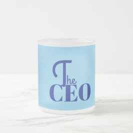 Caneca De Café Vidro Jateado Moderno Minimal O CEO Azul