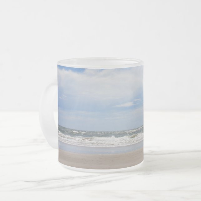 Caneca De Café Vidro Jateado Modo de Exibição em Praia em Camadas (Frente Esquerda)