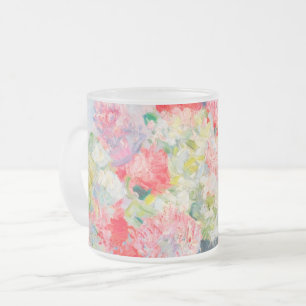 Caneca De Café Vidro Jateado Monet Peonies