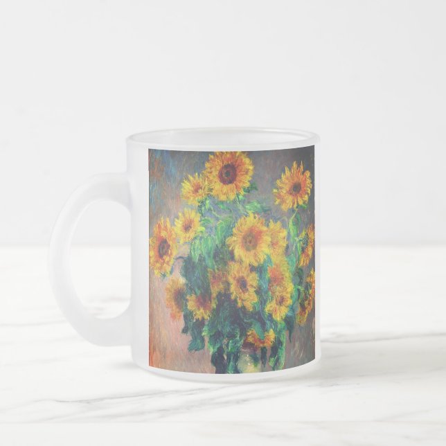Caneca De Café Vidro Jateado Monet Sunflower (Esquerda)
