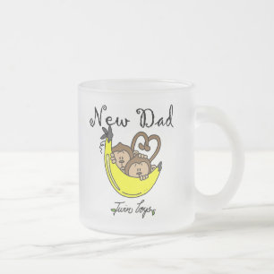 Caneca De Café Vidro Jateado Monkeys o pai do camiseta e de presentes gêmeos