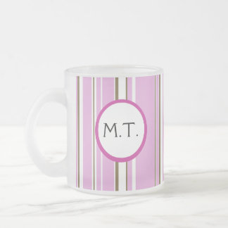 Caneca De Café Vidro Jateado Monograma de Greve Marrom rosa