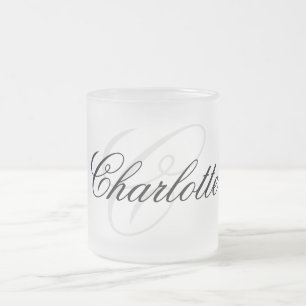Caneca De Café Vidro Jateado Monograma de Nome Personalizado Elegante